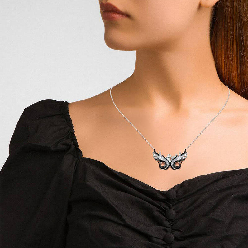 Jeulia "Eternal Love" Butterfly Lovers Sterling Silver Necklace