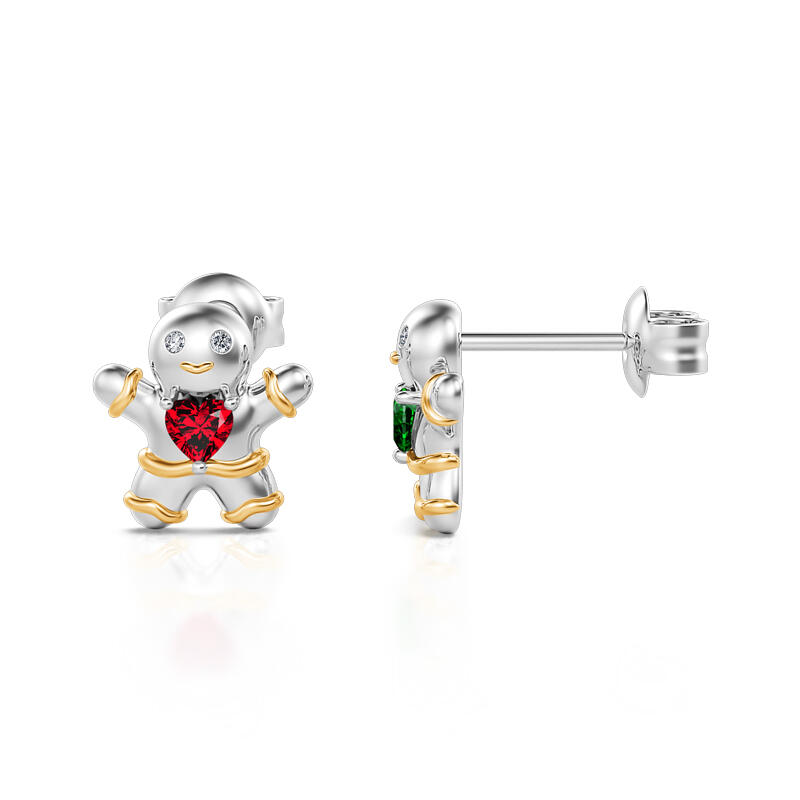 Jeulia "Little Sweeties" Gingerbread Man Stud Sterling Silver Earrings