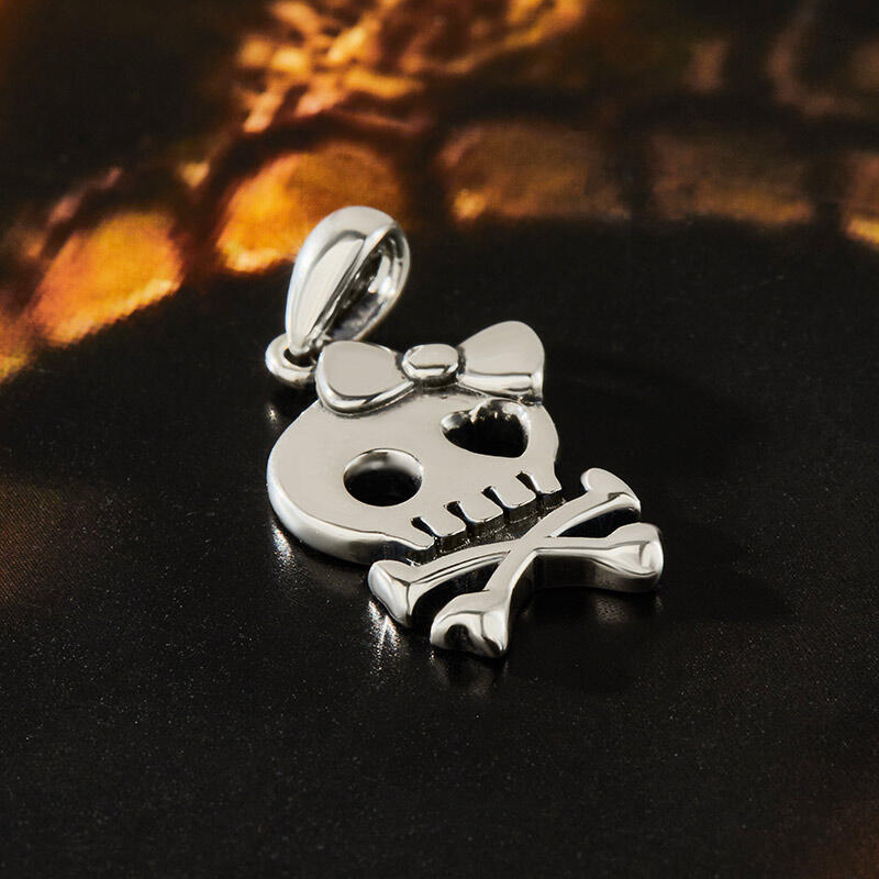 Jeulia "Girl Skull" Sterling Silver Charm