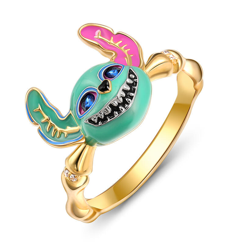 Jeulia "Colorful Dog" Enamel Sterling Silver Ring