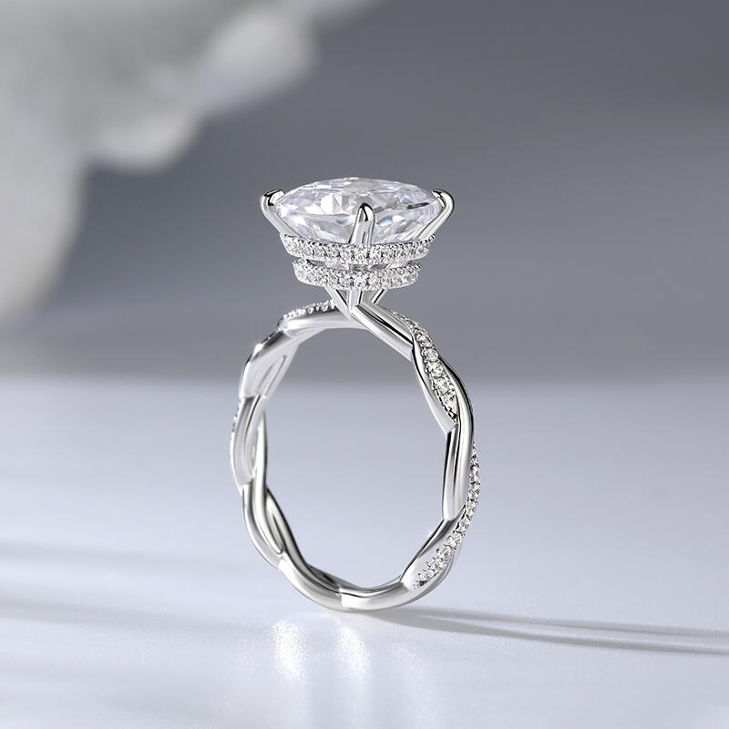 Jeulia Twist Cushion Cut Sterling Silver Ring