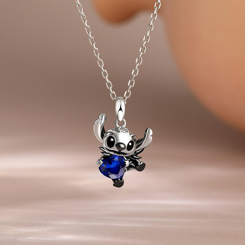 Jeulia Hug Me "Little Monster" Heart Cut Sterling Silver Necklace