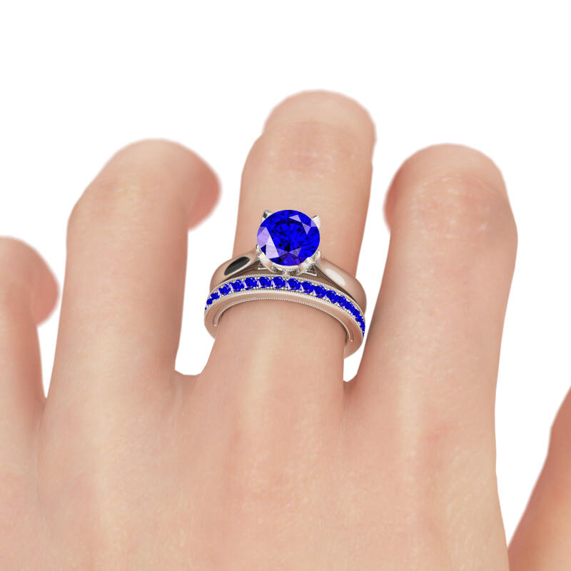 Jeulia Classic Round Cut Sterling Silver Ring Set