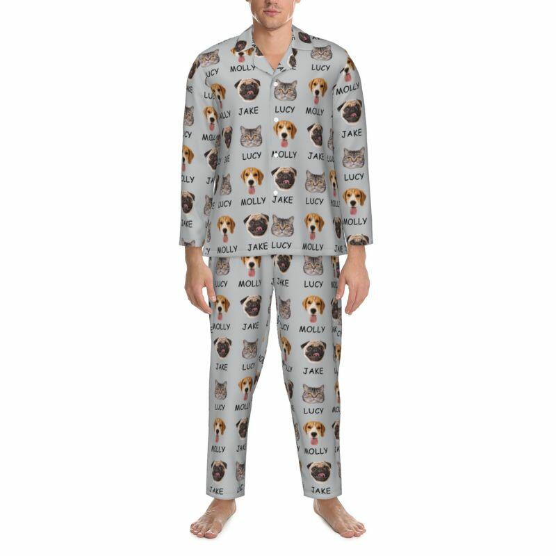Gepersonaliseerde pyjama met foto en naam van je geliefde huisdier Aantrekkelijk warm cadeau voor dierenliefhebbers