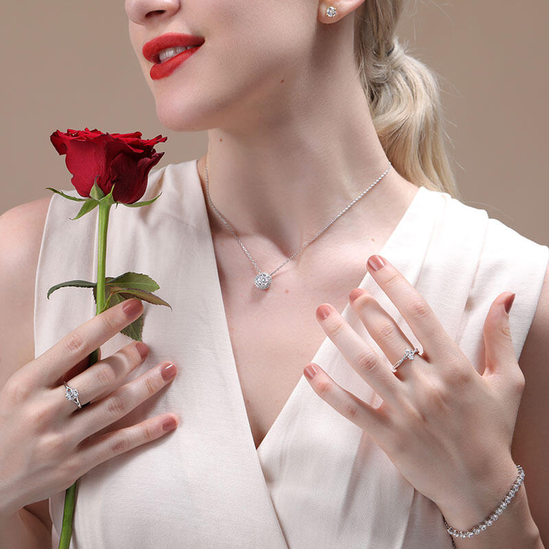 Jeulia Anillo 10K/14K/18K oro con solitario de corte ovalada