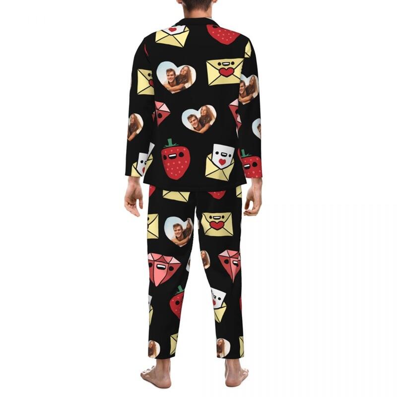 Personalized Pajamas Custom Heart Photo Letter Strawberry Diamond Design Cute Gift for Loved One