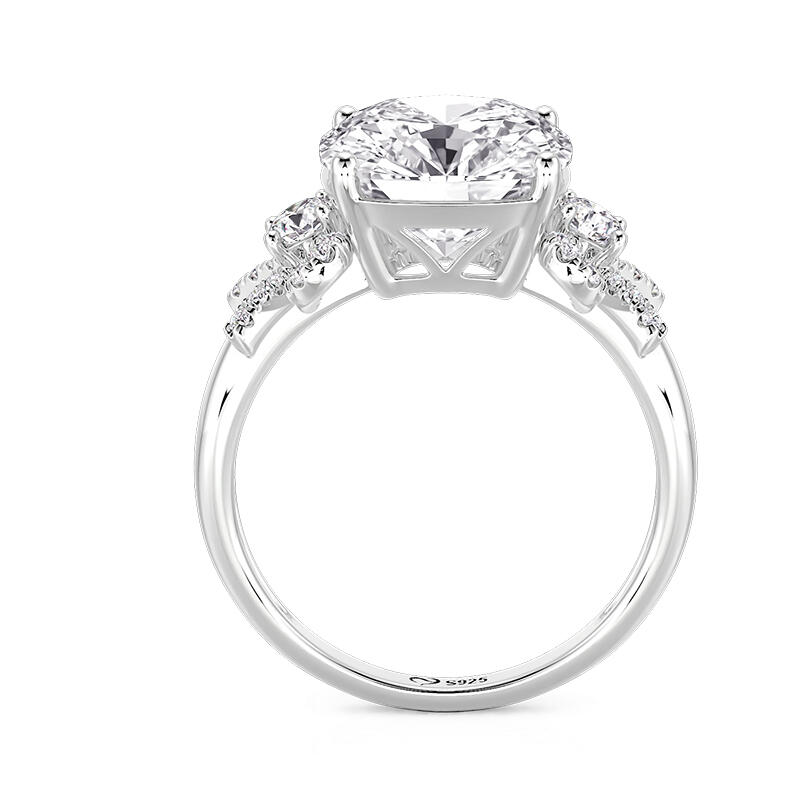 Jeulia Bowknot Three Stone Radiant Cut Engagement Ring
