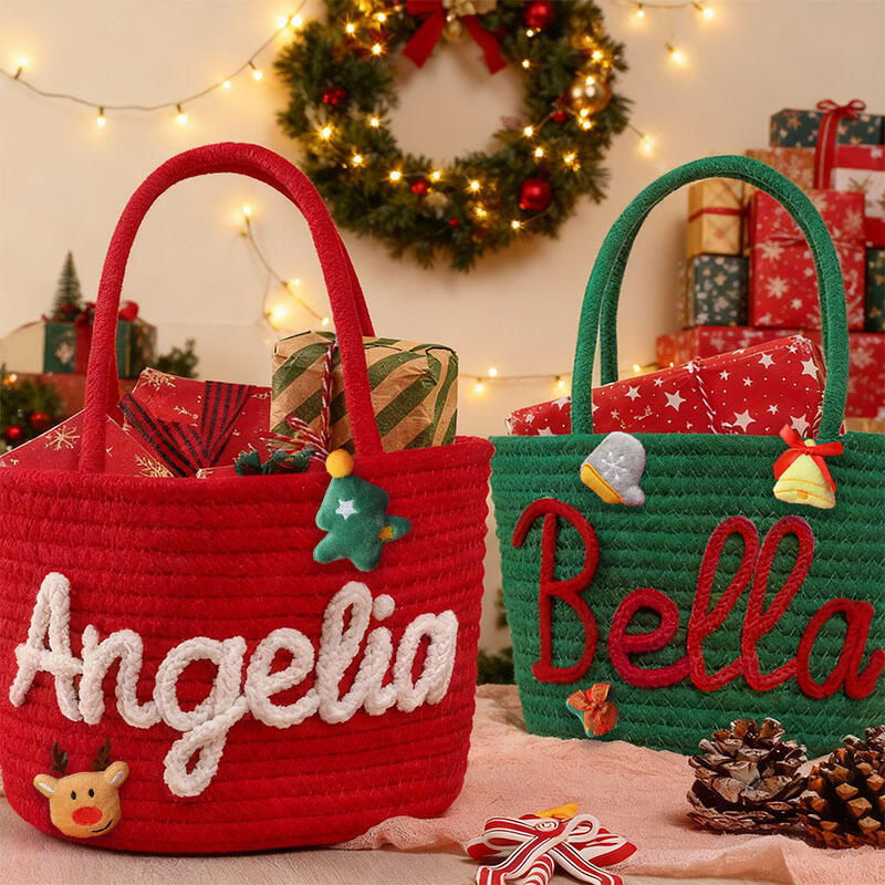 Personalised Name Christmas Gift Bag Storage Basket Funny Present for Children