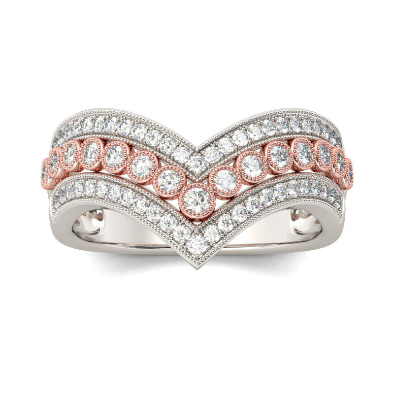 Jeulia Two Tone Curve Round Cut Women's Band