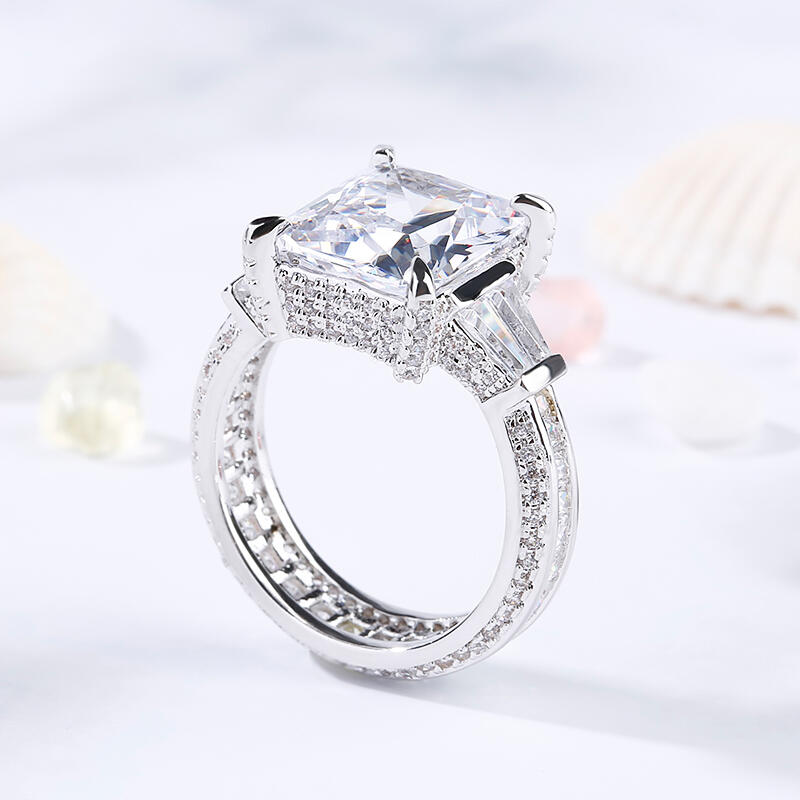 Jeulia Radiant Cut Eternity Sterling Silver Ring