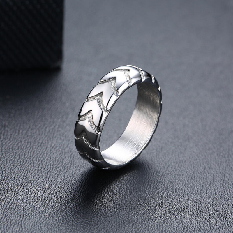 Jeulia Reifen-Muster Edelstahl Herren Bandring