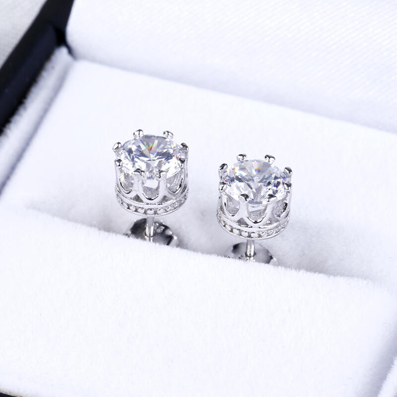 Jeulia Classic Crown Sterling Silver Stud Earrings