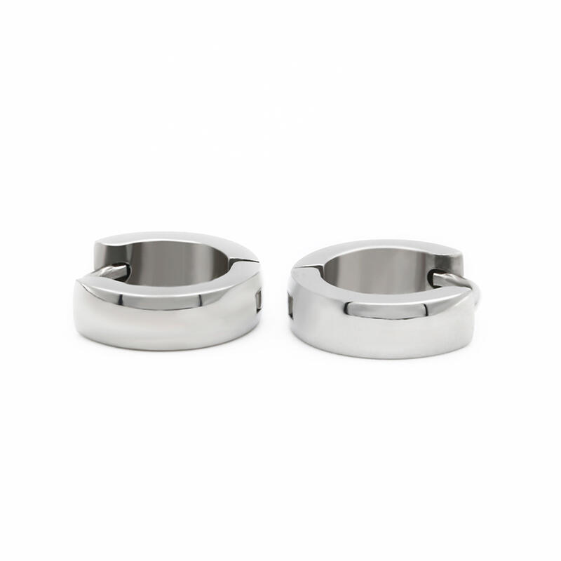 Jeulia Simple Men's Stainless Steel Hoop Earrings