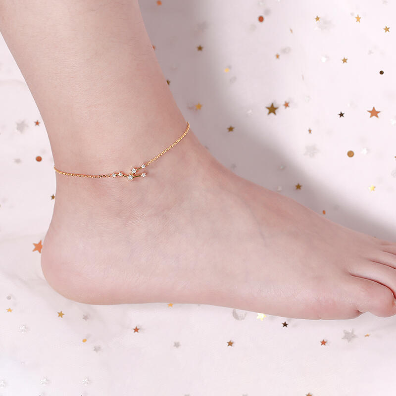 Jeulia "Your Lucky Star" Twelve Constellations Sterling Silver Personalized Anklet