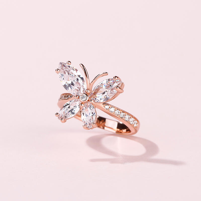 Jeulia Butterfly Shaped Sterling Silver Ring