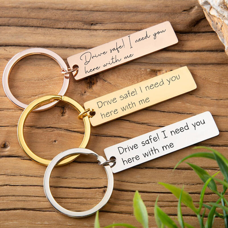 Custom Text Key Chain Personalized Metal Keychain Custom Text Simple Gift - Drawelry.com