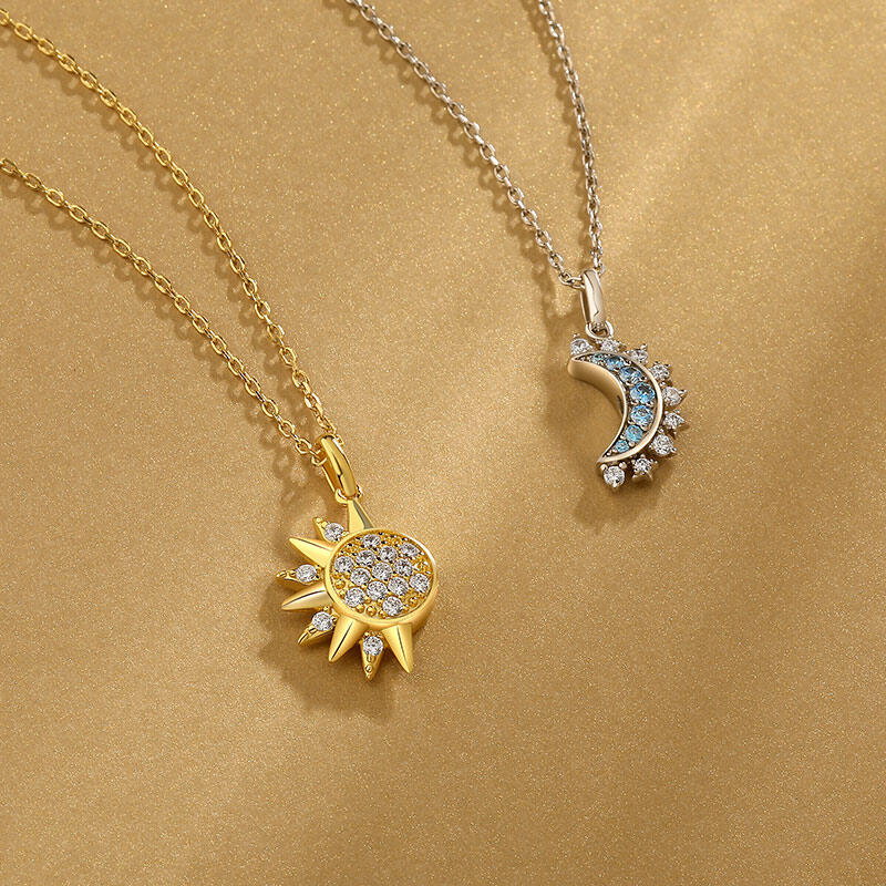 Jeulia Cool Sol och Måne Vänskapshalsbandsset Sterling Silver Magnetisk