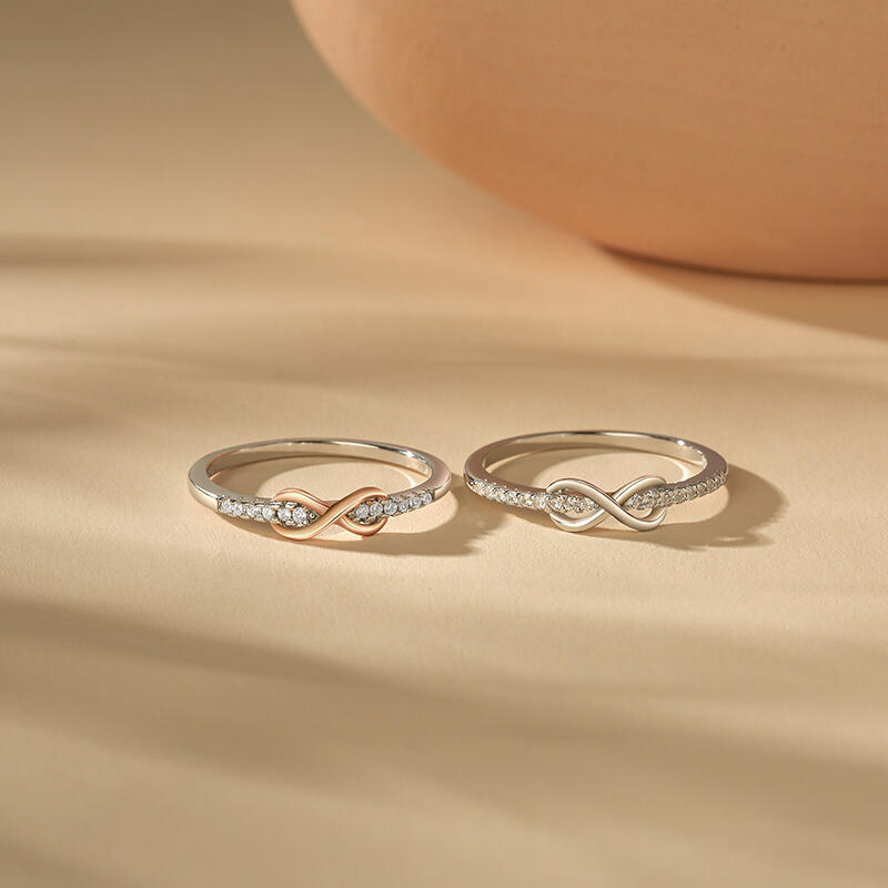 Jeulia Anillo de Compromiso con Nudo Infinito de Plata de Ley