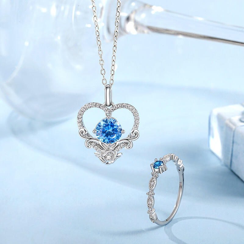 Jeulia Collar Personalizado Corazón con Rosas Piedra de Nacimiento