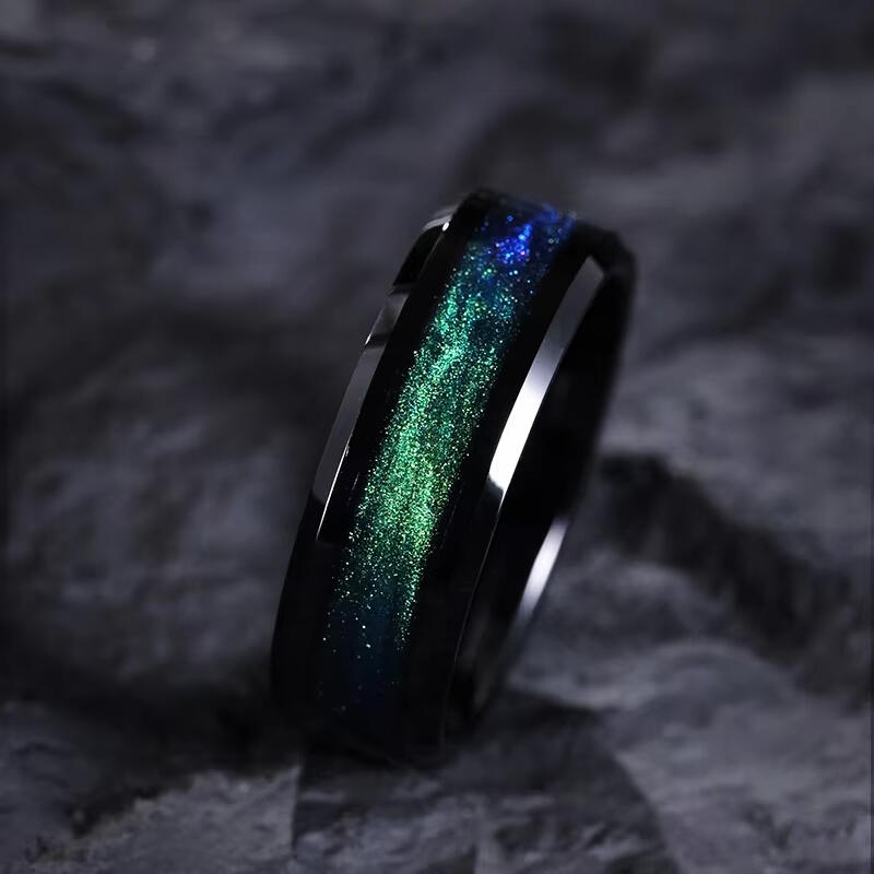 "Northern Lights Vow" 8mm Tungsten Carbide Men's Wedding Ring