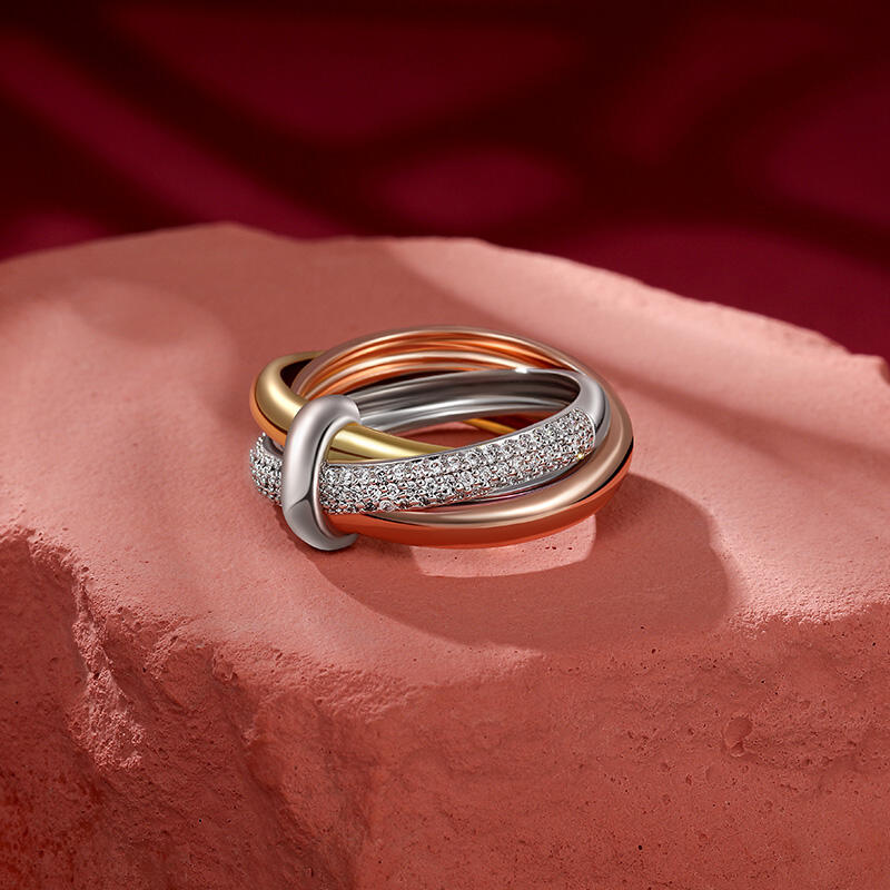 Jeulia Simple Trinity Wedding Band Sterling Silver