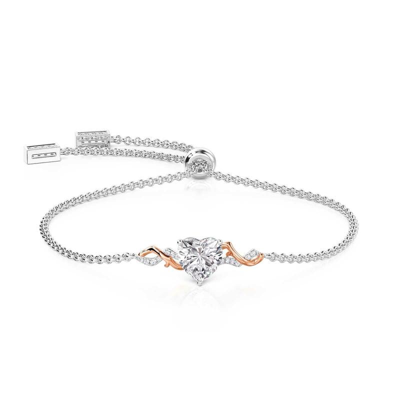 Jeulia Amore Bracelet Cœur Personnalisé à Vigne Épineuse avec Pierre de Naissance