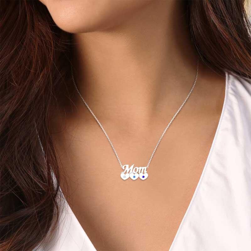 Jeulia Mom with Birthstones Sterling Silver Necklace
