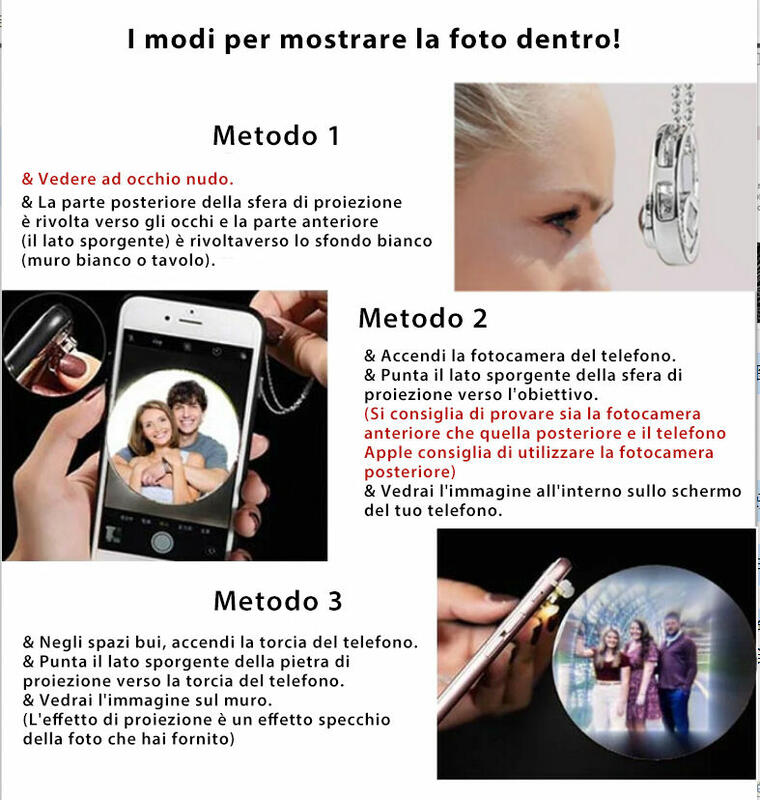 Collana personalizzata con proiezione di foto a cuore Collana personalizzata con proiezione di foto a cuore