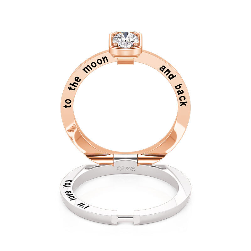 Jeulia Custom Engraved Two-Tone Locking Solitaire Ring