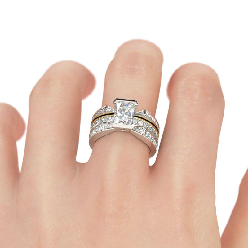 Jeulia Interchangeable Radiant Cut Sterling Silver Ring Set