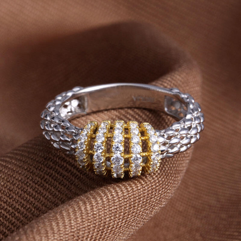 Jeulia Two Tone Sterling Silver Women's Band