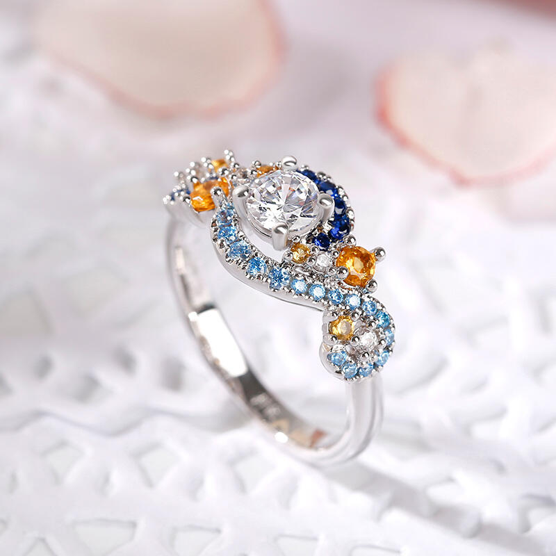 Jeulia "Dreamy Secret" The Starry Night Inspired Sterling Silver Ring