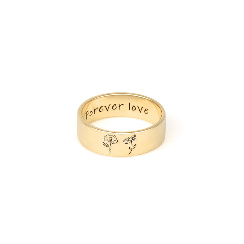 Custom Birth Flower Ring With Text