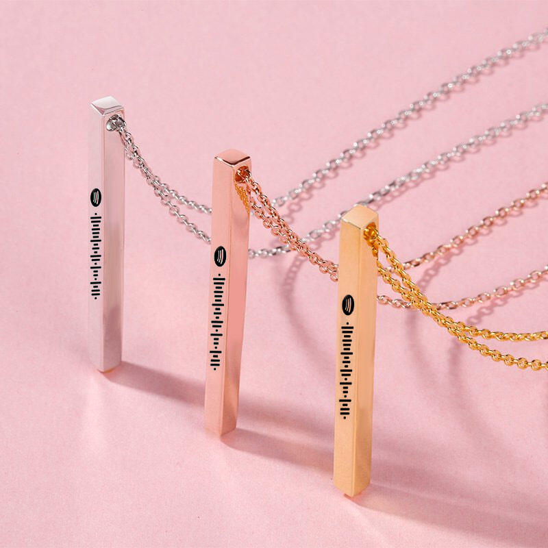 Jeulia Scannable Spotify Code Vertical Bar Stainless Steel Necklace