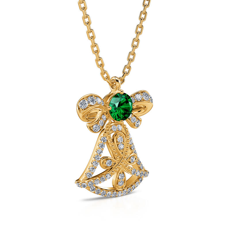 Jeulia "Jingle Bell" Yellow Gold Tone Sterling Silver Necklace