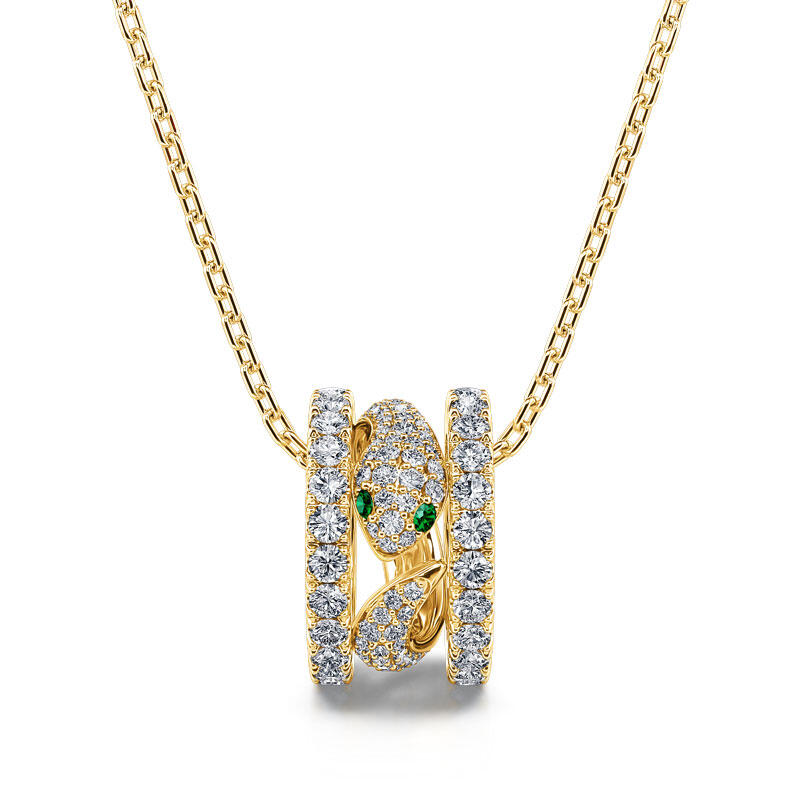 Jeulia "Rebirth" Gold Tone Snake Sterling Silver Necklace