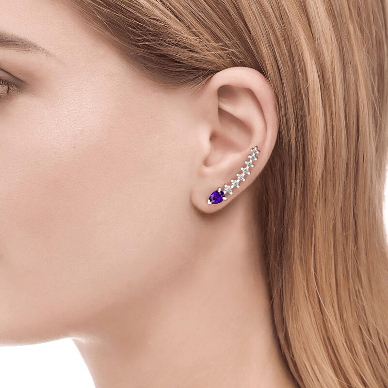 Jeulia Royal Amethyst Climber Earrings