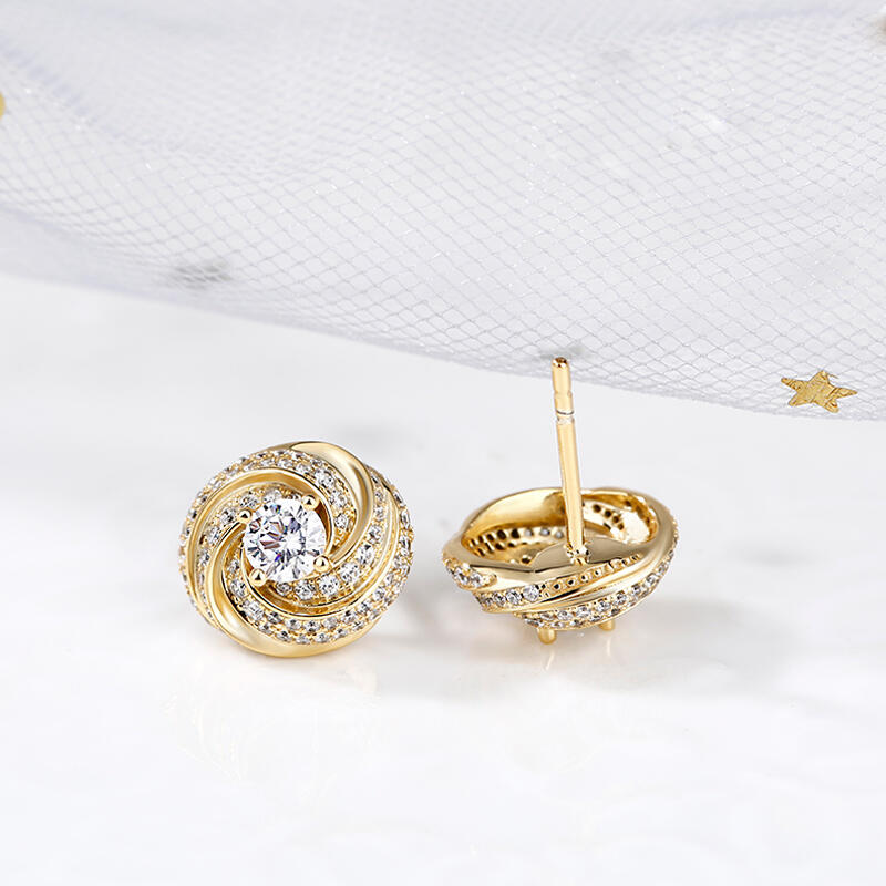 Jeulia Spiral Design Round Cut Sterling Silver Earrings