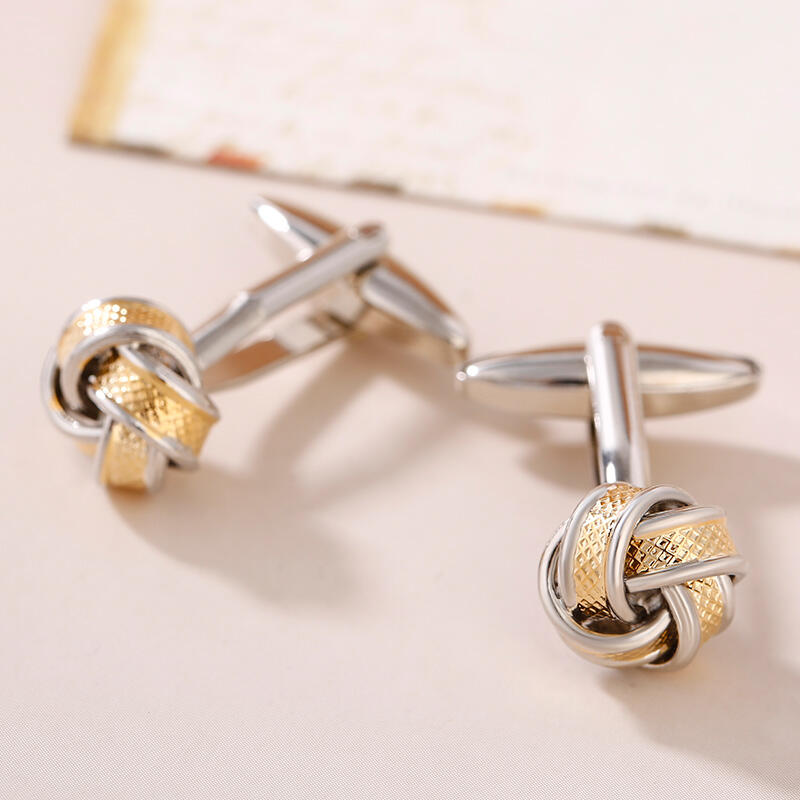 Jeulia Two Tone Twist Design Men's Cufflinks