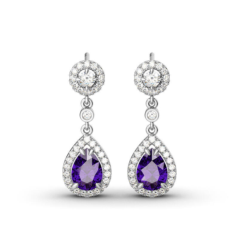Jeulia Sincere Love Amethyst Sterling Silver Jewelry Set