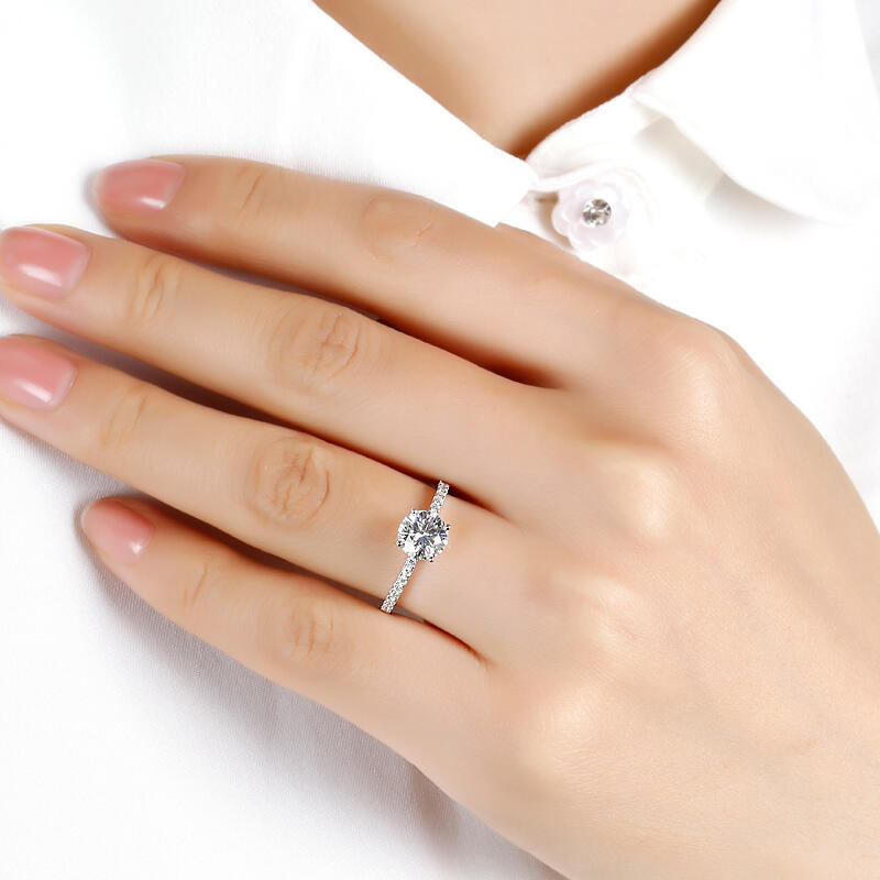 Jeulia Alliance Couple Femme 10K/14K/18K Or Platine Solitaire Moissanite Diamant Bague de Fiançailles Mariage