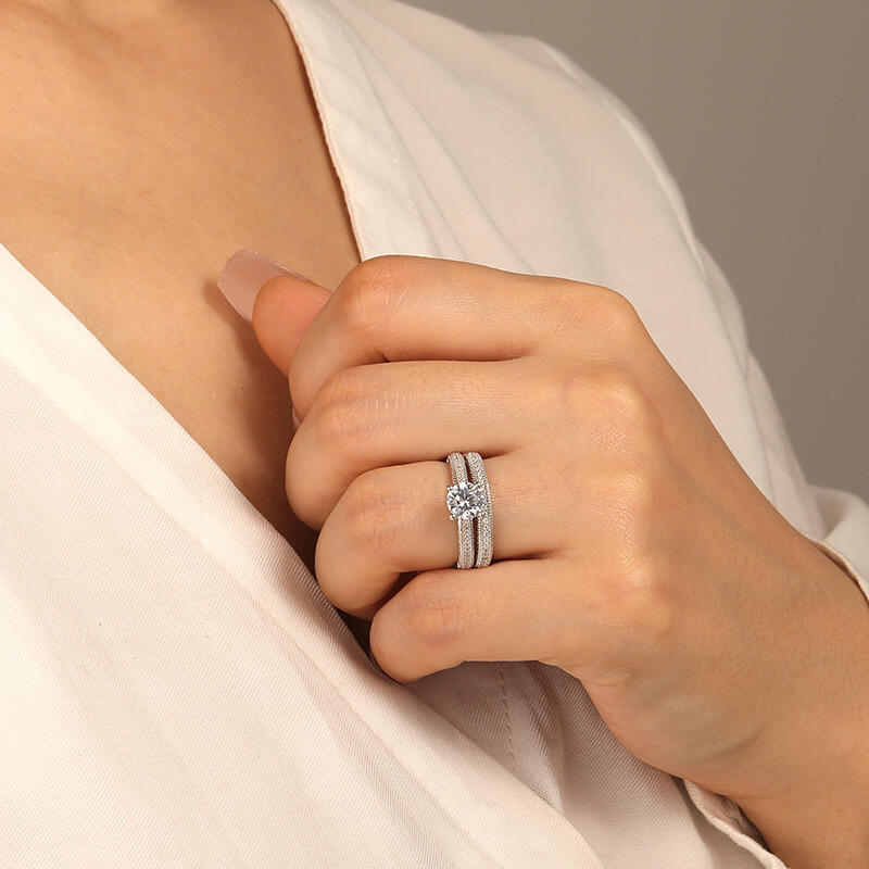 "You're My World" Round Cut 2pcs Bridal Set