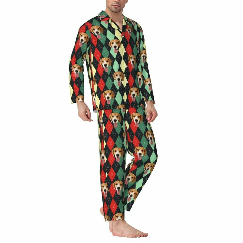 Gepersonaliseerde pyjama aangepast huisdier hoofd foto Argyle Patroon klassiek ontwerp prachtig cadeau voor familie