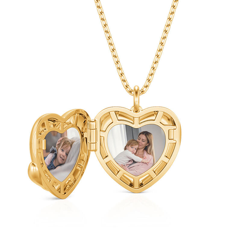 Jeulia Collier Médaillon Cœur Photo Personnalisé avec Gravure Câlin chaleureux