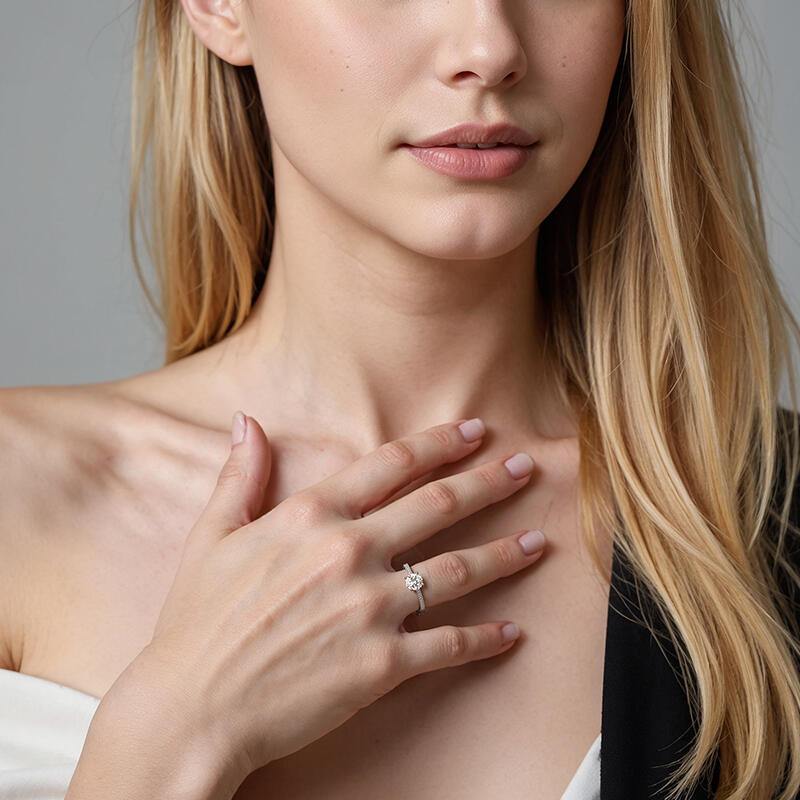 "Love is Light" 1ct Round Cut Side Stone Engagement Ring