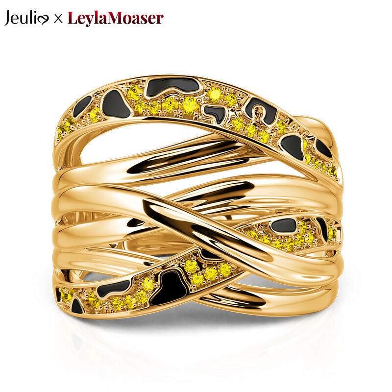 Jeulia x Leyla Anillo Entrelazado Sombra de Guepardo en Arena Movediza