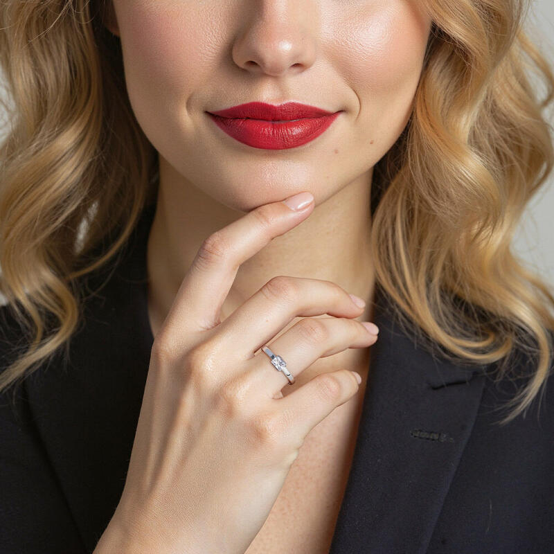 "Lieben und Verehren" Verlobungsring 0,8 ct Radiantschliff Solitär