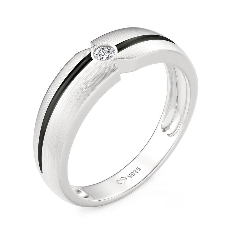 Jeulia Two Tone Brushed Round Solitaire Ring for Men