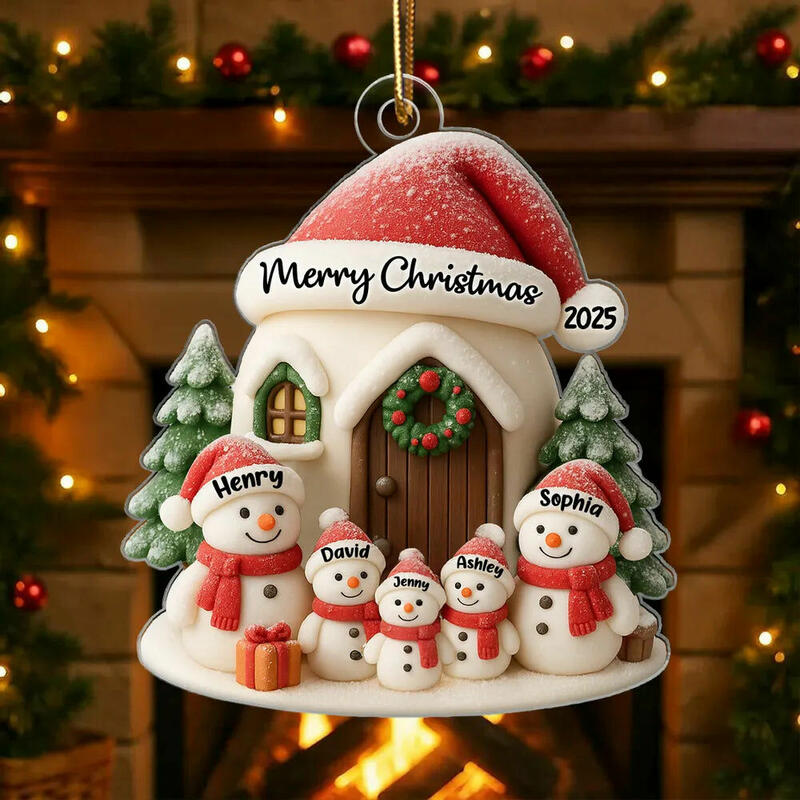 Personalized Snowman House Ornament Customized Name Christmas Gift for Family