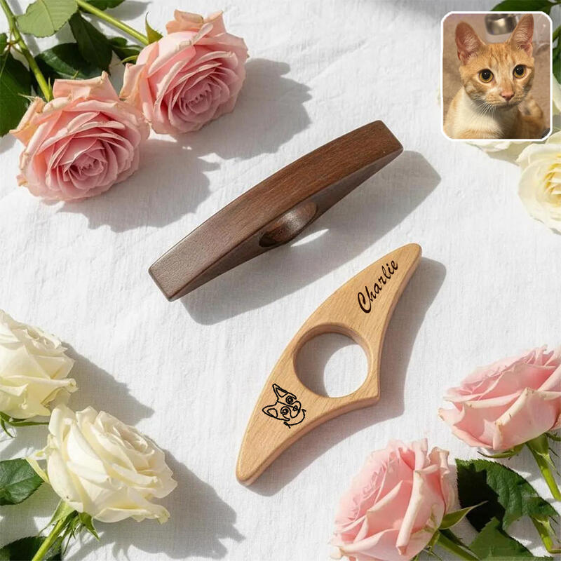 Personalisierter Buchseitenhalter mit eingravierter Skizze des Haustierfotos Handgefertigtes Geschenk für Tierliebhaber